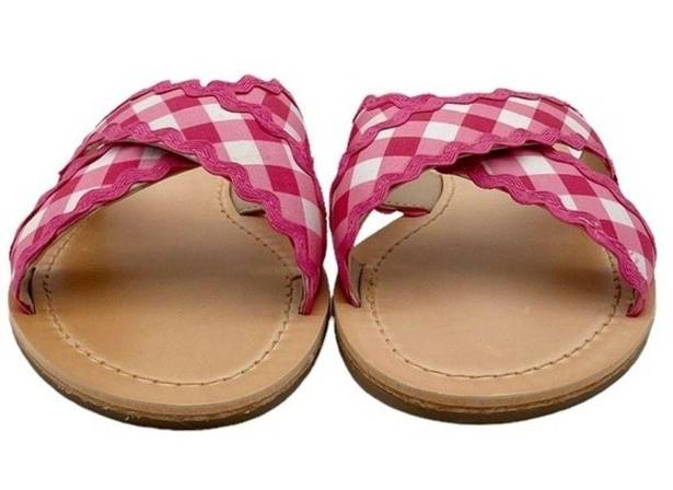 Draper James NIB  Piper Flat Sandals in Raspberry Pink Gingham Women's Size 8