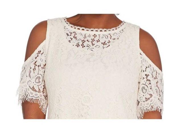 Isaac Mizrahi  Live Lace Cold Shoulder Shirt Floral Sexy Beach Coastal