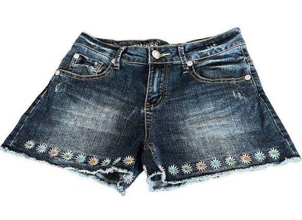 Guess  daisy flowers embroidered jeans shorts