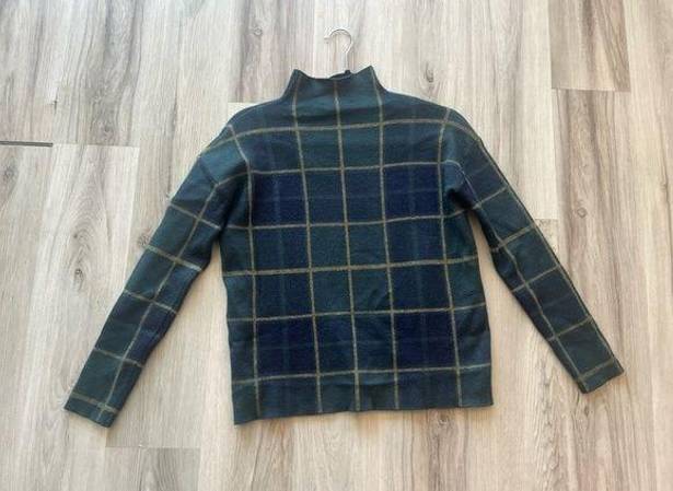 Tahari  XS Green Plaid Mock Neck Sweater