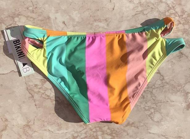 The Bikini Lab Orange and Green  Colorful Striped Swim Bottoms