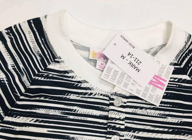 LuLaRoe NWT  Mark Shirt medium black and white stripes long sleeves