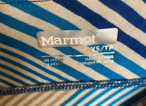 Marmot Ladies flared full midi length blue striped cotton blend skirt size XS