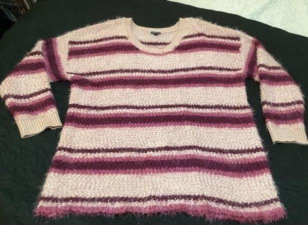 Torrid EUC  Popcorn Pullover Drop Shoulder Pink Striped‎ Sz 2 - #866