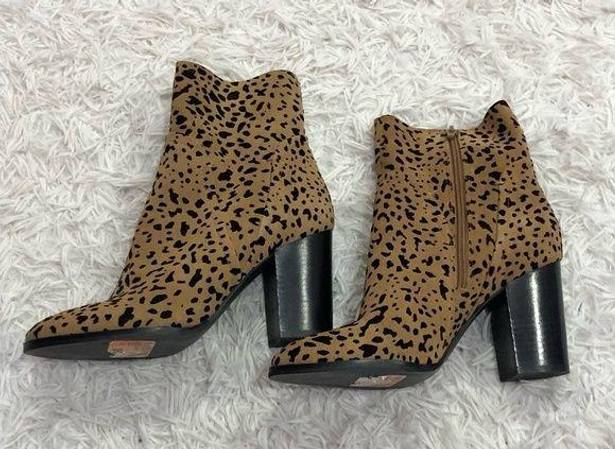 Gibson Latimer Gibson & Latimer Cow Leather Heel ankle boots animal print Cheetah tan size 8