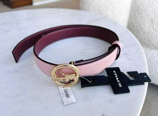 Coach  Horse & Carriage Signature Buckle Belt, Pink, Size Small $128