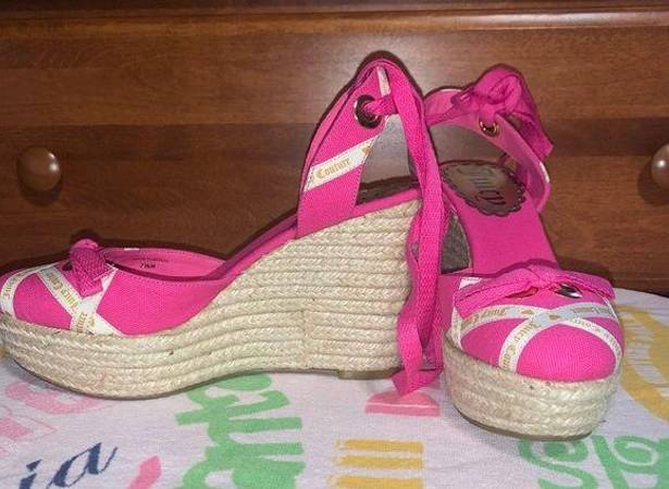 Juicy Couture Malinda Fuchsia Canvas Angel/Gold Ribbon Espadrille New in Box