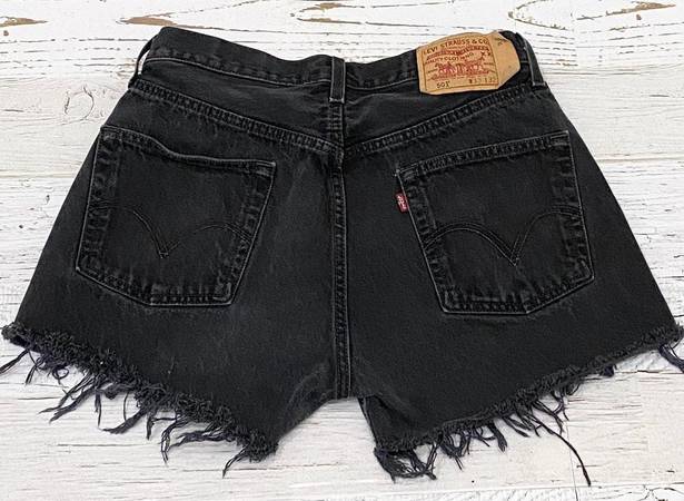 Levi’s 501 Black Denim Cutoff Shorts Waist 32