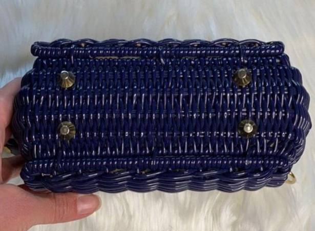 Vintage Blue Wicker Handbag