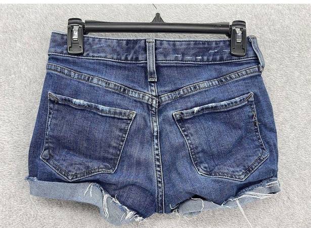 EXPRESS  Women's Denim Blue Cut Off Shorts Size 0 Shortie Low Rise Distressed