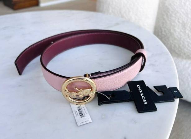 Coach  Horse & Carriage Signature Buckle Belt, Pink, Size XL $128