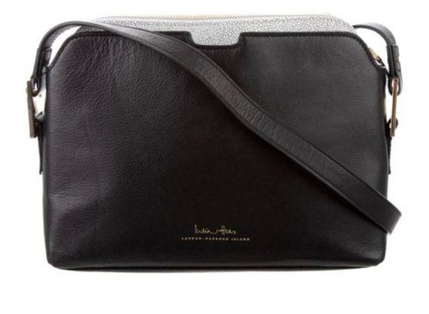 India Hicks  Maddison May black leather gold crossbody bag with clutch insert