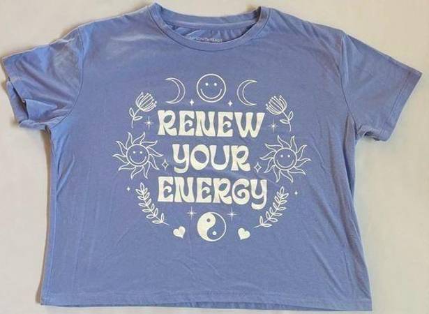 Grayson Threads  Cropped Renew Your Energy Graphic Short Sleeve Crew Neck Shirt