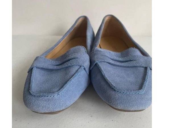 Talbots Women's  Blue Suede Leather Penny Loafers Size 7.5W EUC