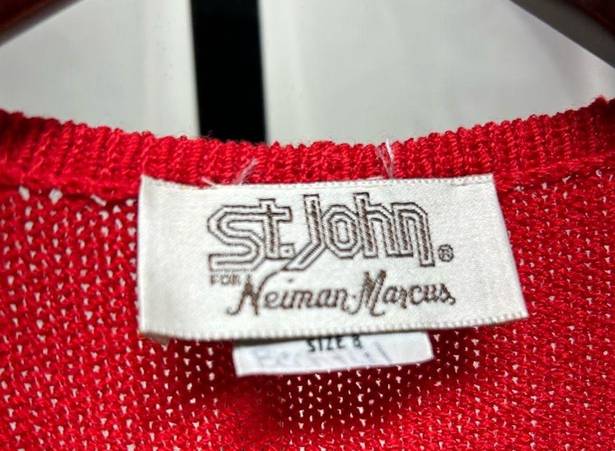 St. John  for Neiman Marcus Red Blur Santana Knit 70s dress sz 8 small medium 70s