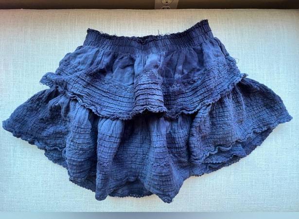 Aerie Rock N Ruffle Skirt in Blue Tie Dye | Size: Small