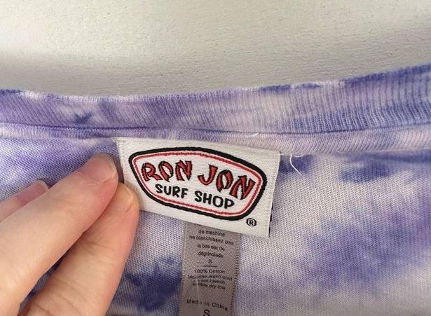 Ron Jon  Surf Shop Women’s Purple Tie Dye Small Vneck Tee Orlando florida NWT