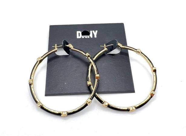 DKNY  Epoxy Heart Small Hoop Earrings in Gold/Black MSRP $35 NWT