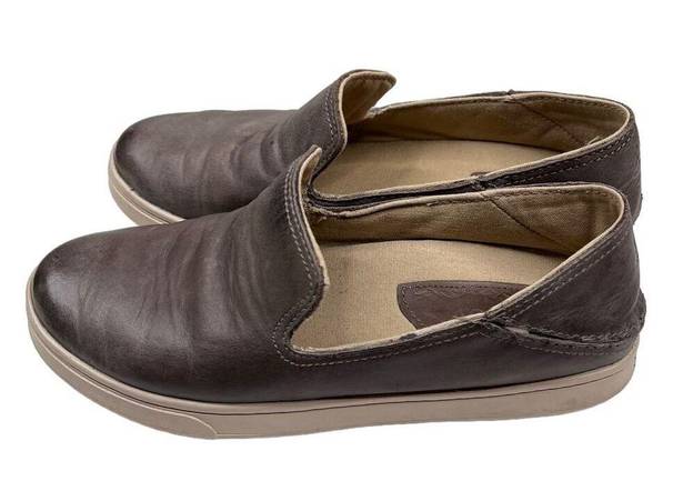 Olukai  Women's Kailua Slip On Soft Brown Leather Casual Shoe Size 6.5