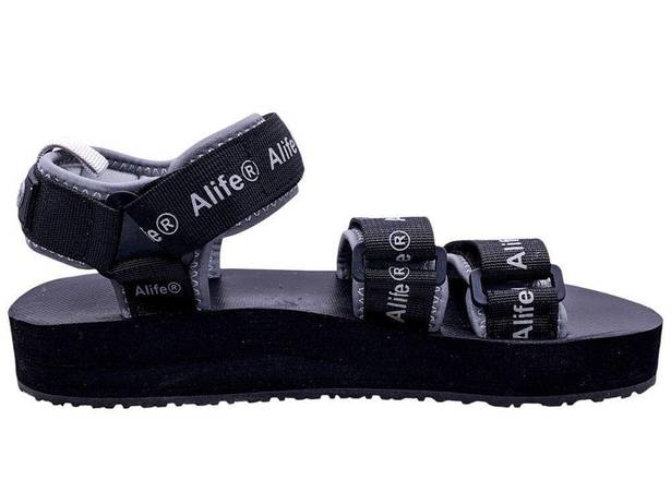 ma*rs Alife Reflective Logo Dad Sandal  Black Gray Unisex Size Women's 7.5 Men's 6