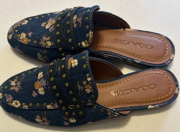 Coach  Faye Loafer Slide With Painted Floral Bow Print size 5