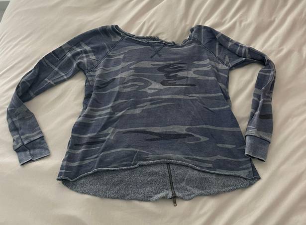 Vintage Havana Blue Camo Zipper Long Sleeve