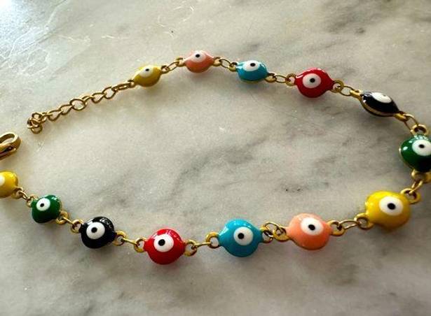 Evil Eye Bracelet multicolor Gold Plated Stainless Steel jewelery