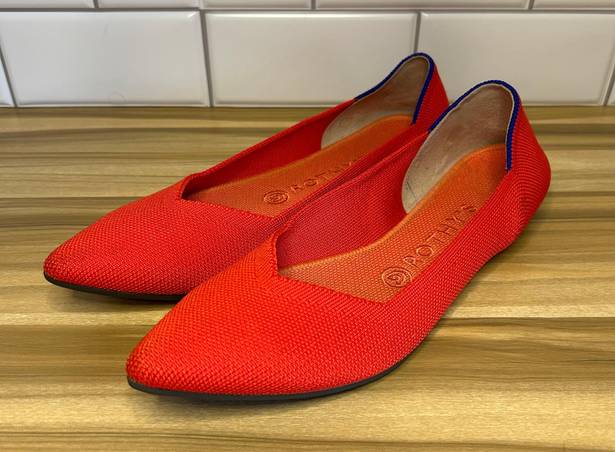 Rothy's  Red Points Size 8.5 US Ballet Point Toe Womens Shoes Flats Knit Vegan