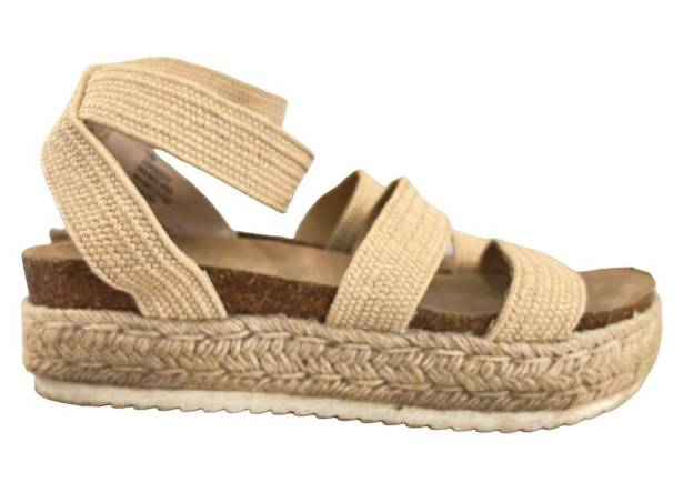 Esprit  Gigi Sandals Cream Size 7.5 Platform Espadrille Ankle Wrap Braided