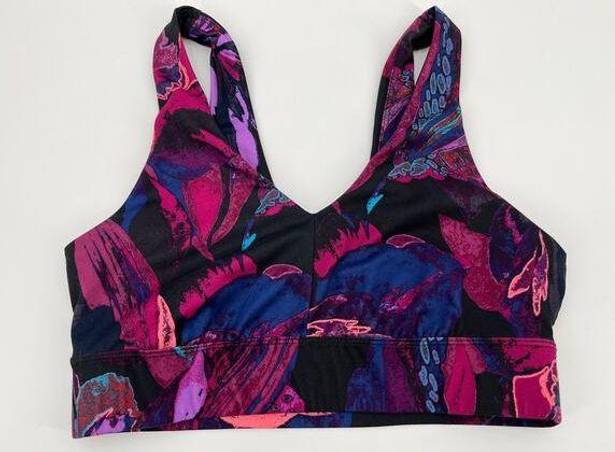 All In Motion  Sports Bra Sz M Purple Pink Blue Abstract Print