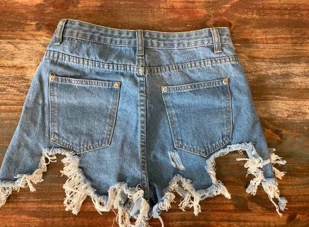 Pretty Little Thing  High-waisted Distress Denim Shorts