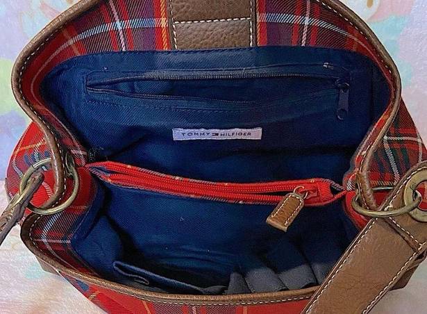 Tommy Hilfiger Vintage Premium designer handbag plaid and leather (unused) RARE