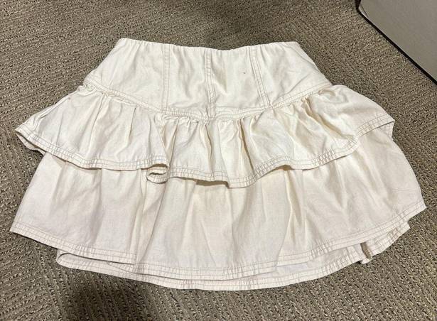 American Eagle white cream denim ruffle mini skirt. size small