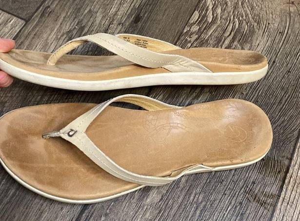 Olukai  Honu Womens Leather Flip Flop Sandals