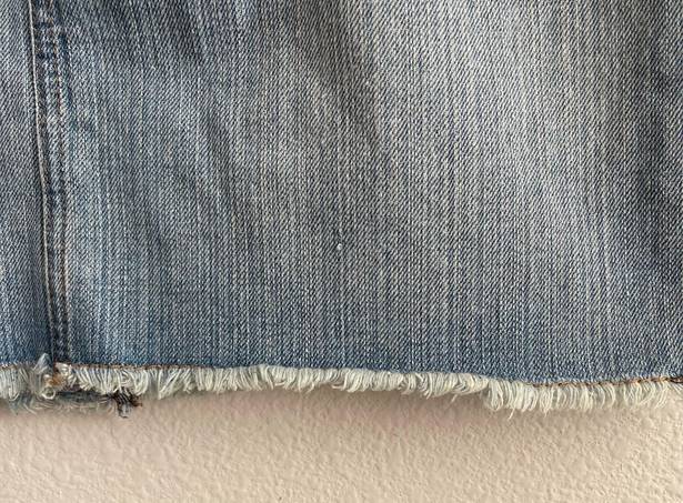 Polo JEANS CO. Vintage 90s Light Wash Denim Distressed Raw Hem Gigi Mini Skirt