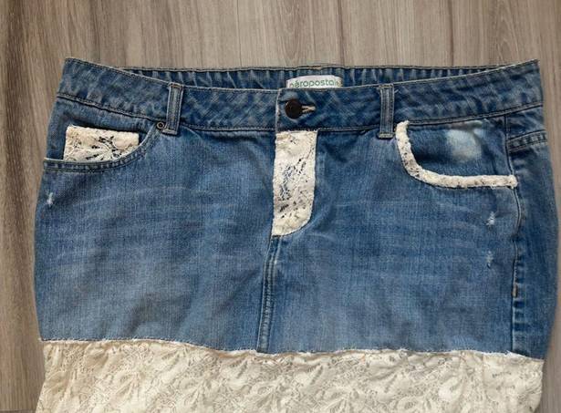 Aeropostale  11/12 Y2K Lace Denim Skirt