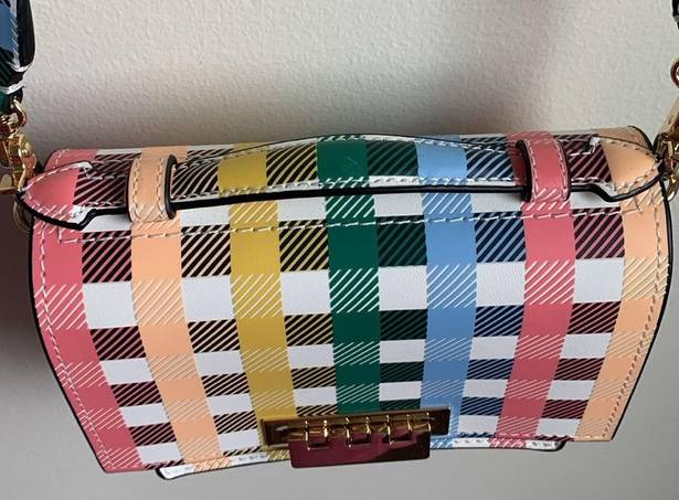 Zac Posen ZAC  Earthette Mini Accordion Multicolored Gingham Leather Crossbody