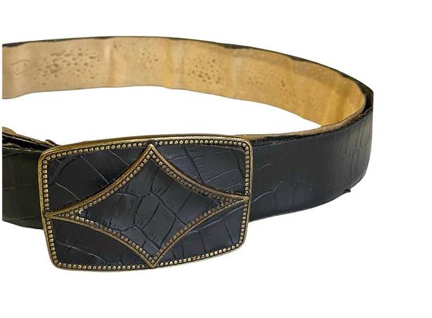 Oscar de la Renta Vintage 80’s Genuine Leather Belt Black  Size Small  Well loved