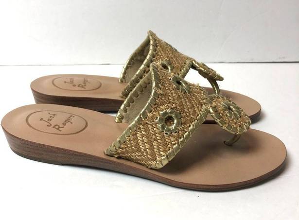Jack Rogers  Jacks Demi Wedge Sandals Gold Thong Sandal with Stacked Wedge