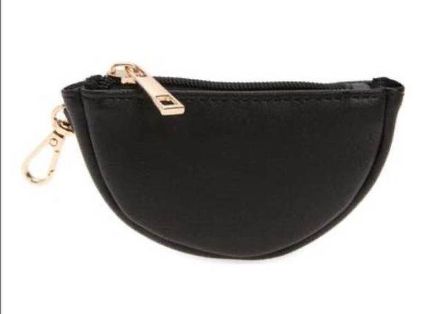 BP  Half Moon Key Chain Pouch Faux Leather Black