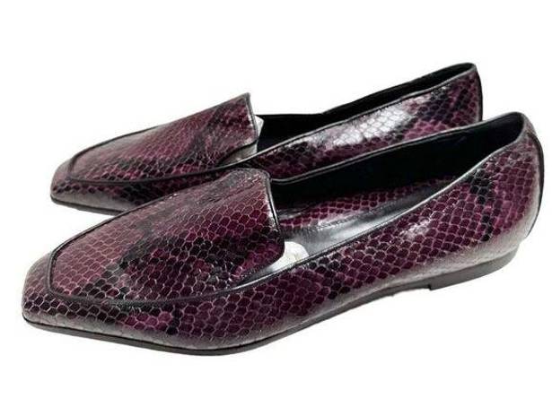 PARKE Marion  Shoes Womens Size 6.5US Python Snakeskin Loafers Purple Black