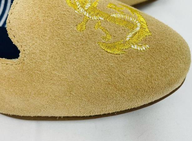 Jack Rogers Women Tan Anchor Suede Flats Size 6.5