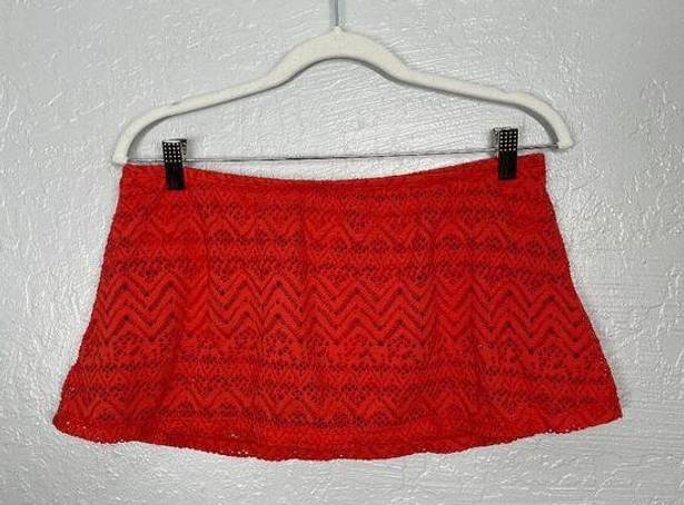 Catalina  Women M Red Crochet Skirt Bikini Bottom Swimsuit Summer Cruise Vacation