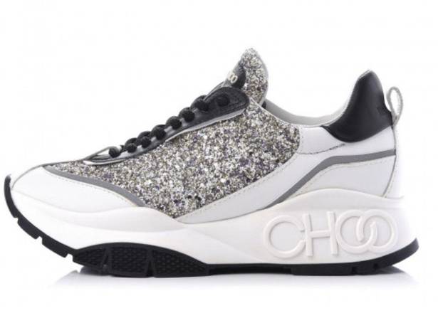 Jimmy Choo  Glitter Raine Sneakers 40 White