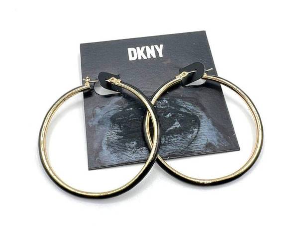 DKNY  Enamel Hoop Earrings in Gold/Black MSRP $38 NWT