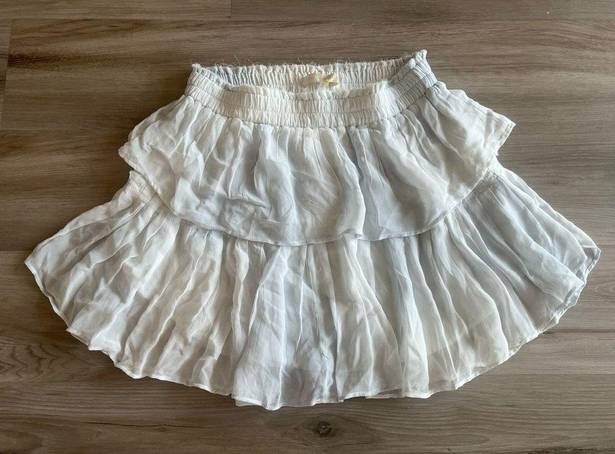 Love Shack Fancy  S White Tiered Cottage Core Mini Skirt