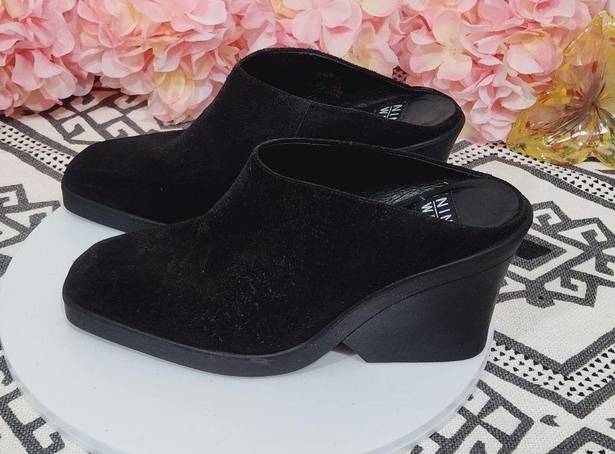 Nine West Lovely Vintage Black Suede  Slip-On Clogs/Mule Shoes - Size: 9.5M