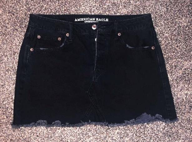 American Eagle Outfitters Black Denim Miniskirt Size 10