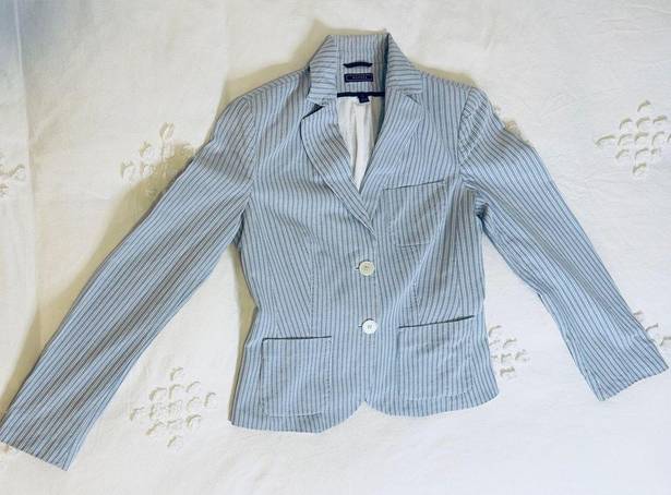 Tommy Hilfiger Vintage 90s  Pinstripe Linen Blazer - Blue/White - 4