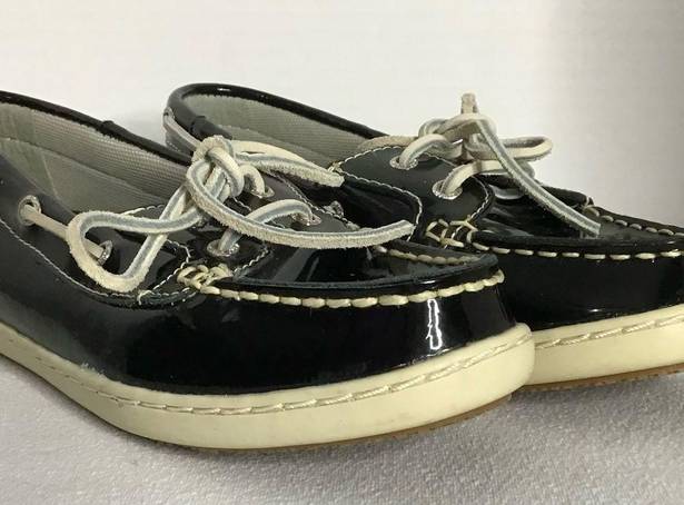 EastLand  Solid Black Womens Rosy Boat Shoes  Lace Up Leather Size 7M